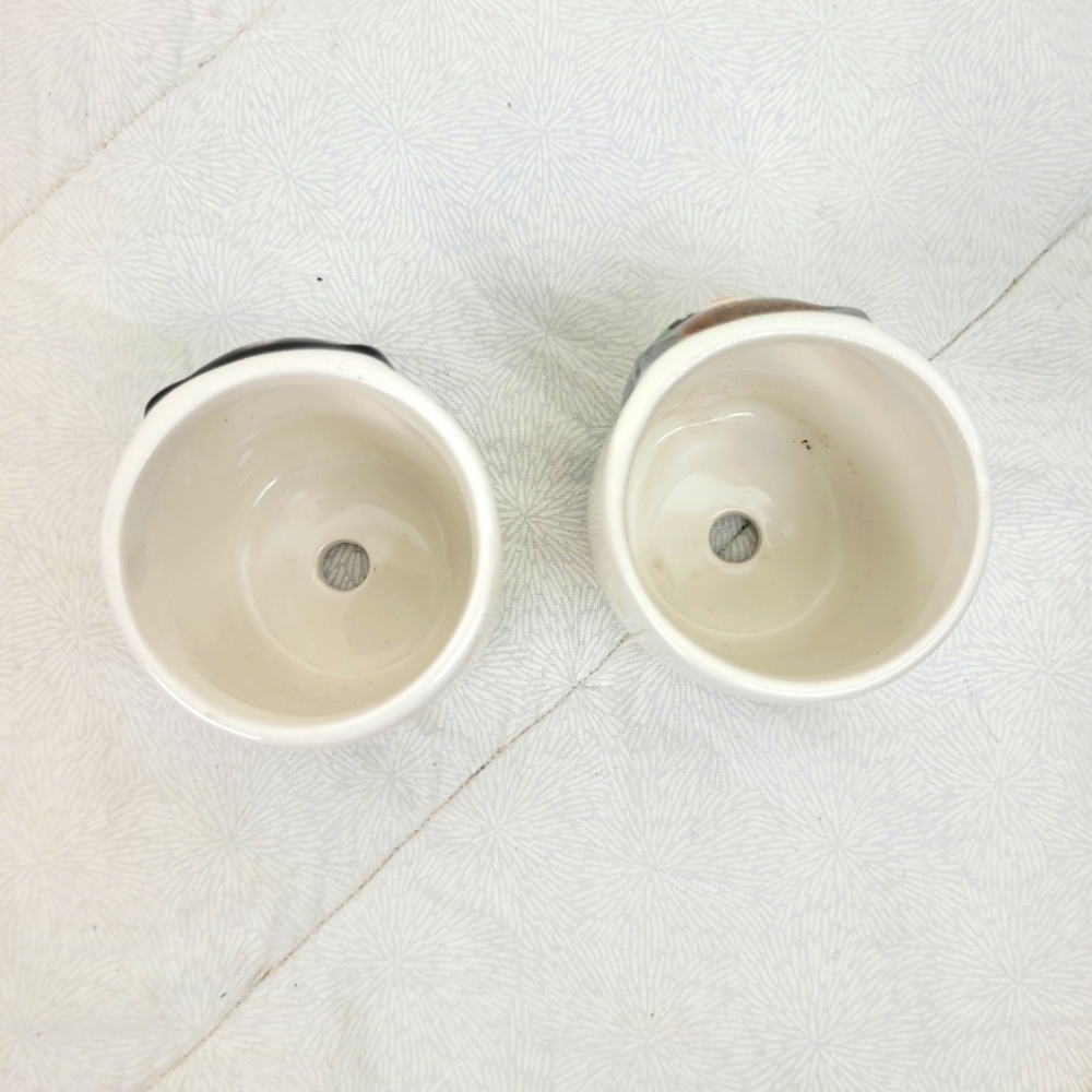 Small Miniature White Painted Cat Theme Pots Planters For Succulents 2 x 2.5 - Picture 3 of 8